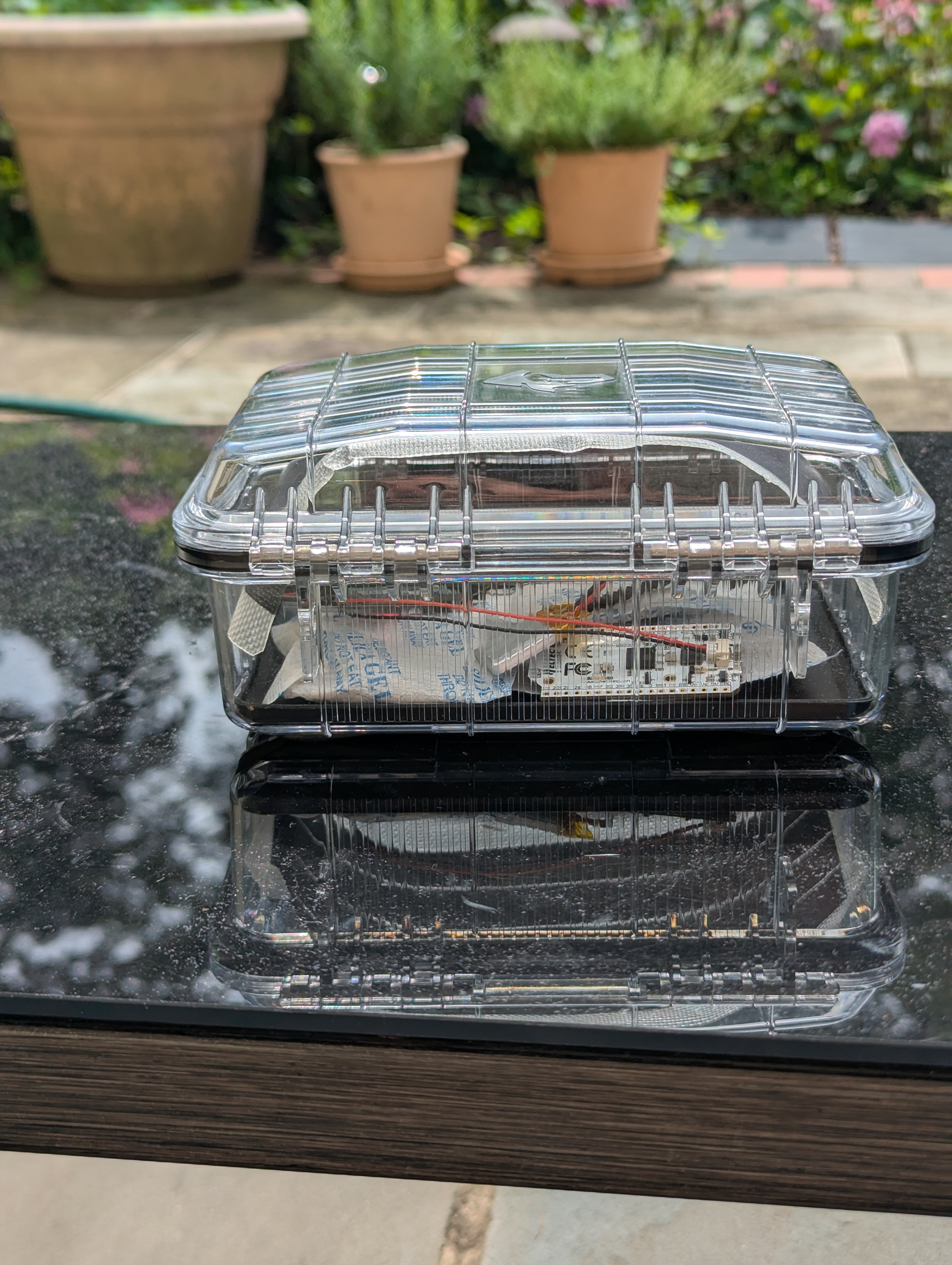 Photograph of the device outside with the Heltec V3 visible