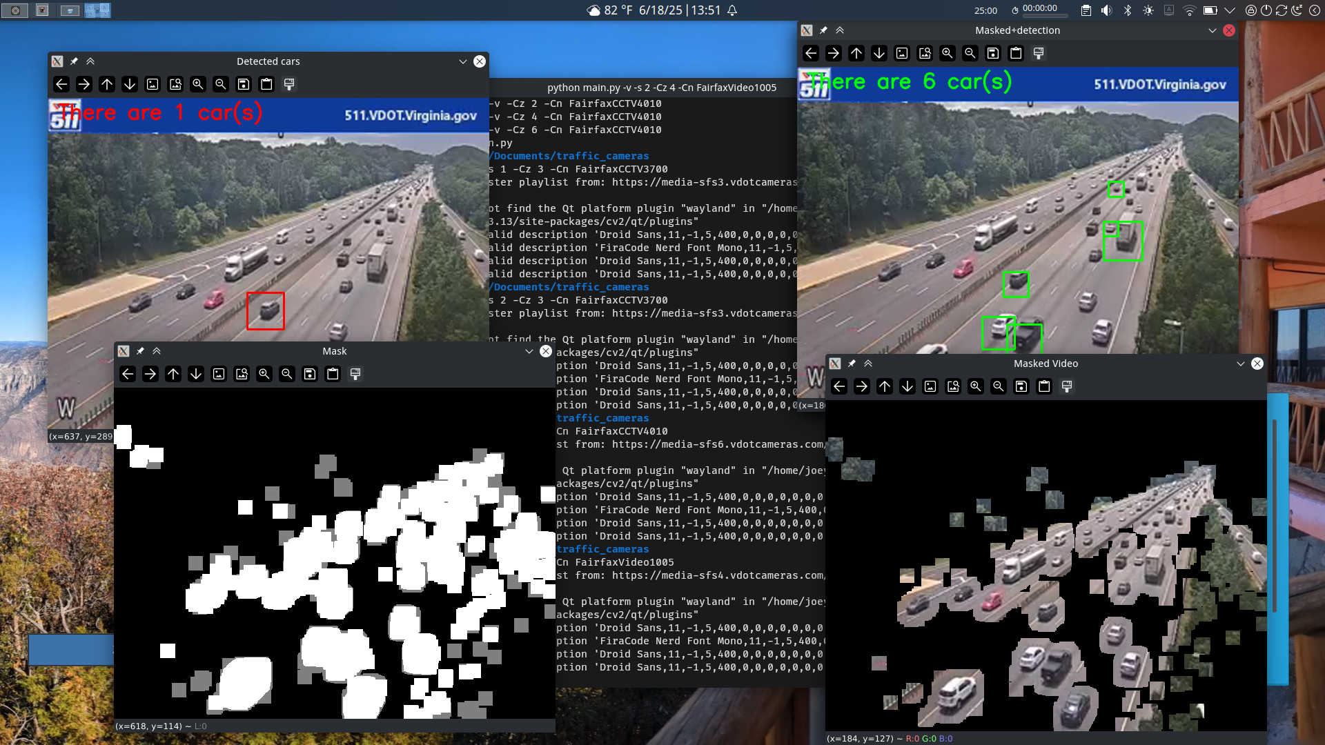 Screenshot of the windows shown in "video mode"